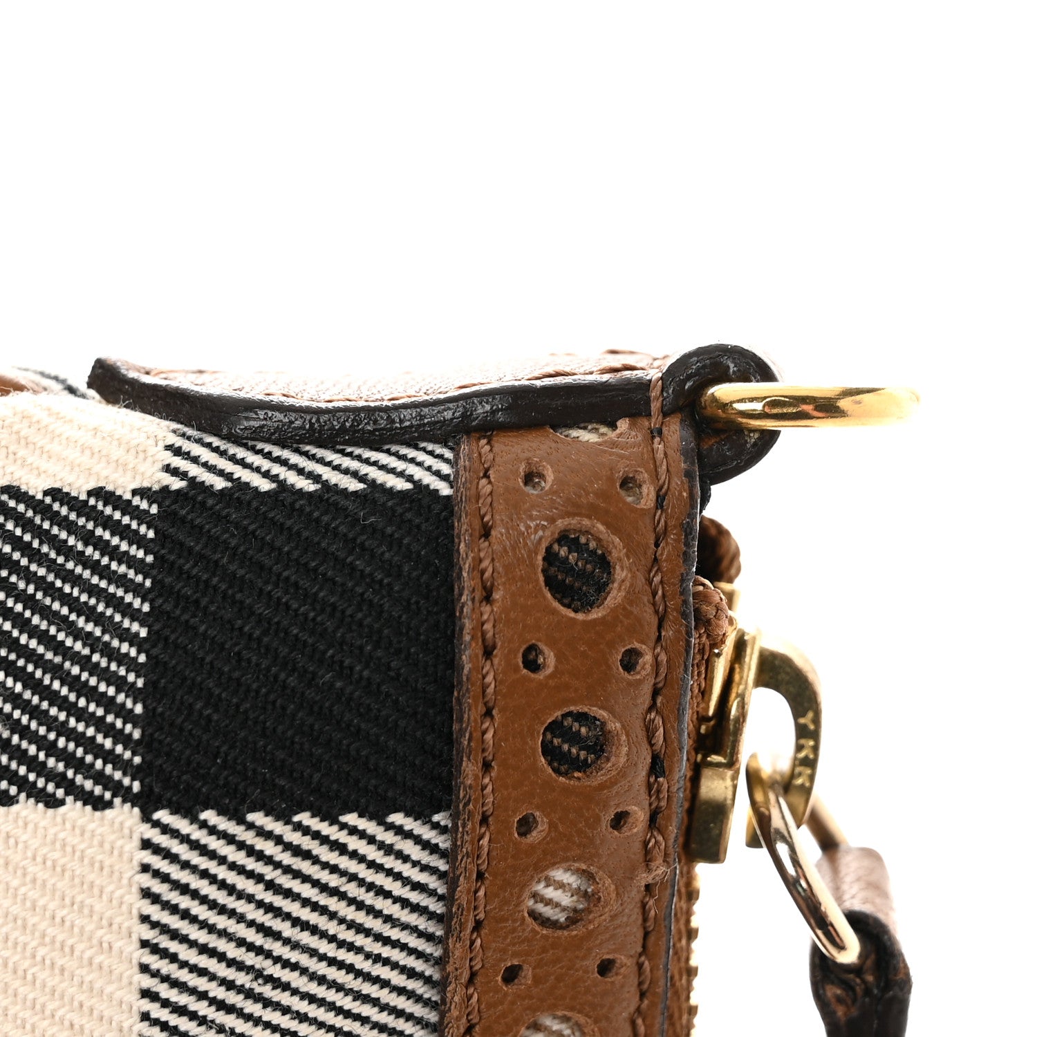 Burberry House Check Calfskin Broguing Crossbody Clutch Bag Brown 13 of 14