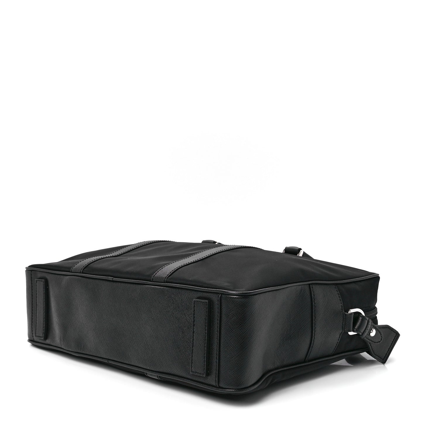 Tessuto Nylon Saffiano Metal Triangle Logo Work Bag Black