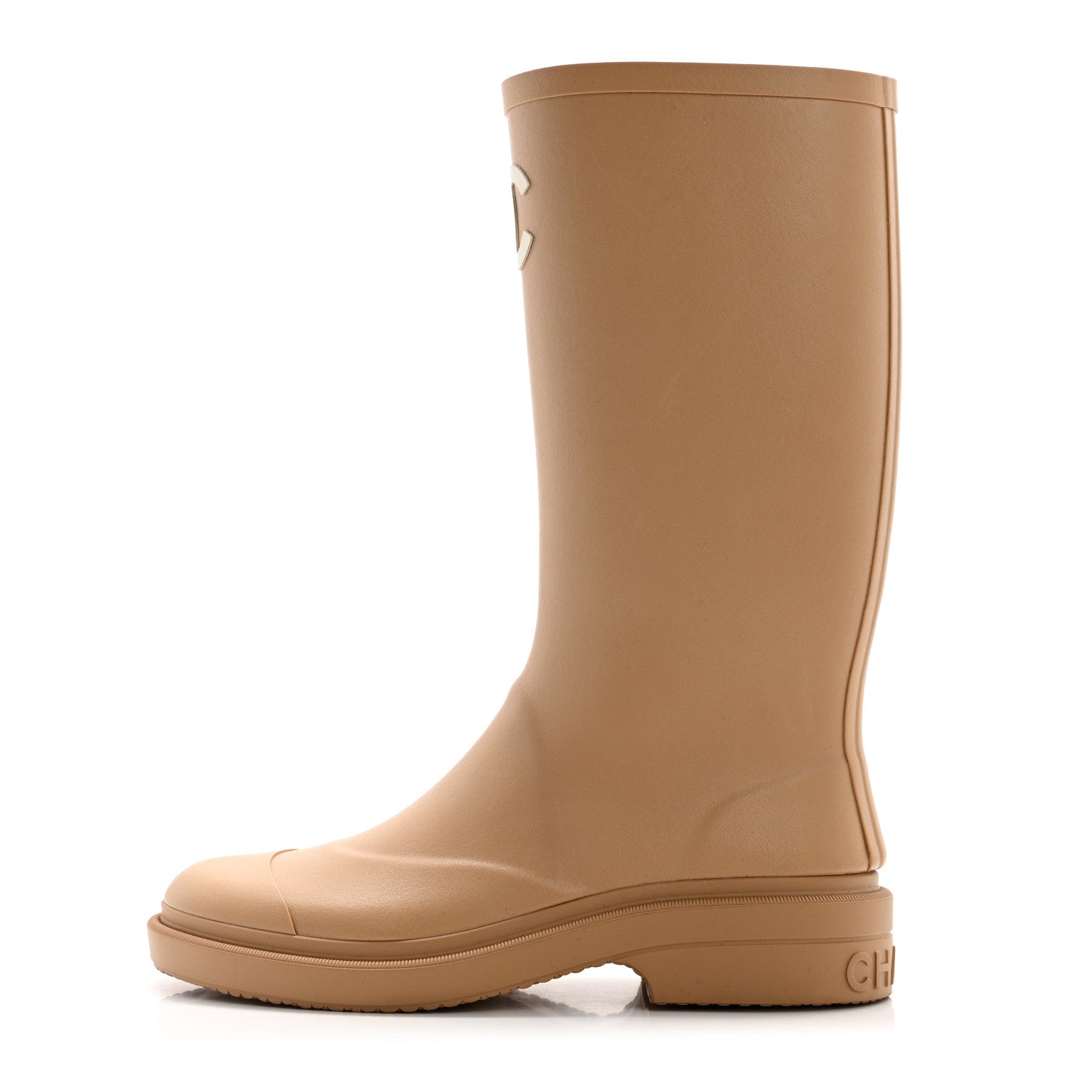 Chanel Caoutchouk CC High Boots 37 Beige 1 of 9