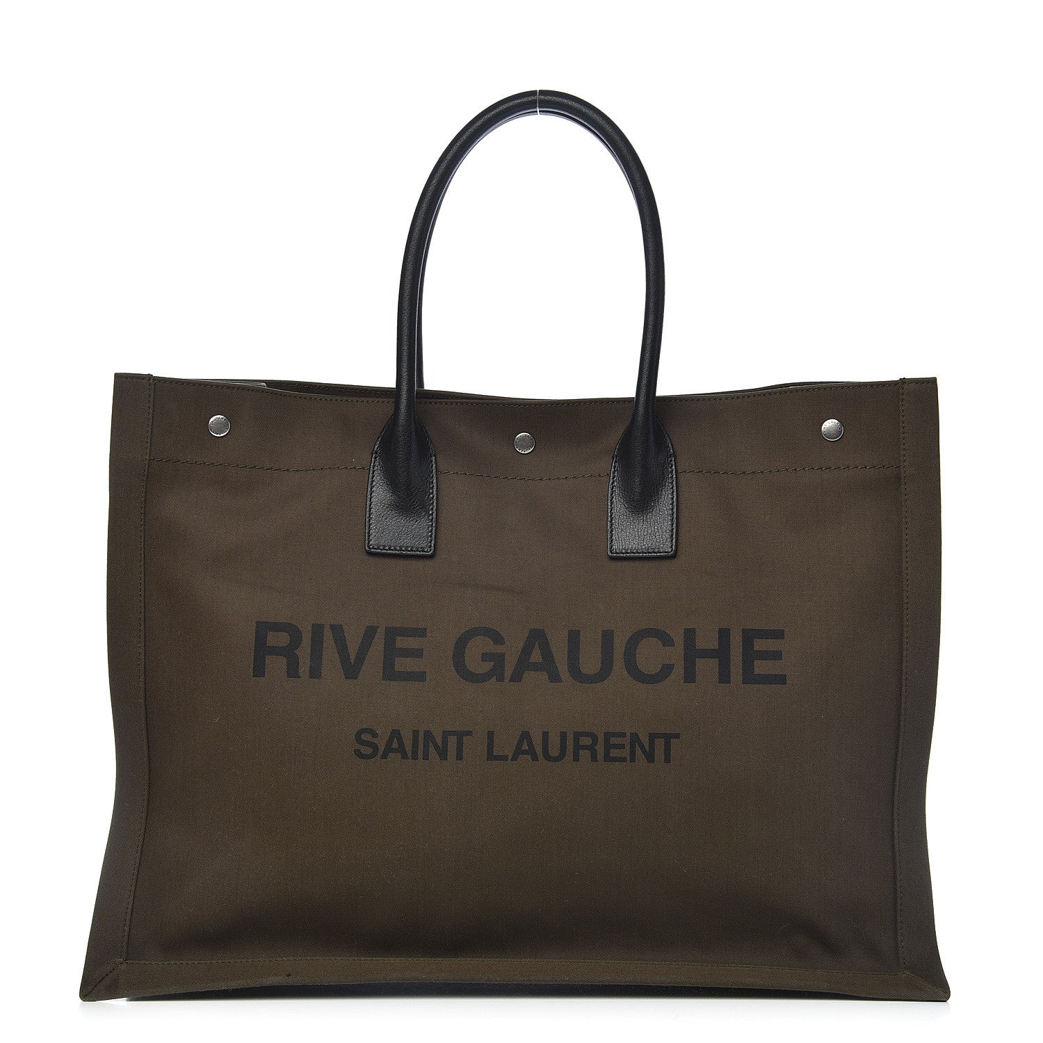 Saint Laurent Linen Calfskin Rive Gauche Tote Khaki 1 of 14