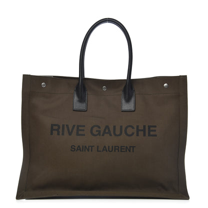 Saint Laurent Linen Calfskin Rive Gauche Tote Khaki 1 of 14
