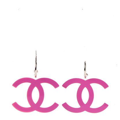 Chanel Lucite CC Drop Earrings Pink 1 of 5