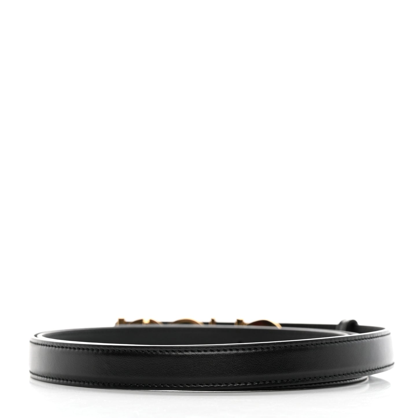 Plutone Calfskin Gucci Buckle 20mm Thin Belt 115 46 Black