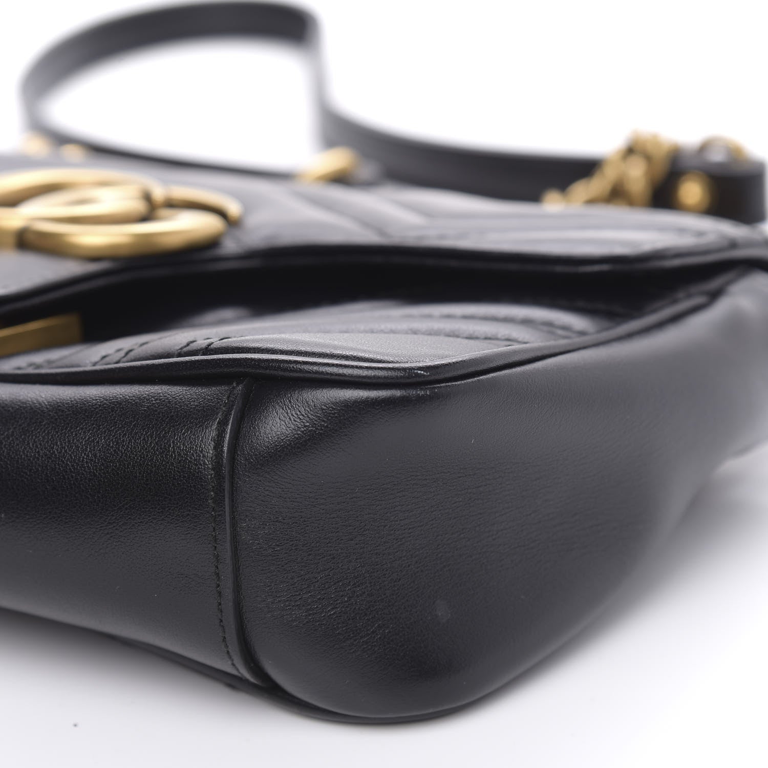 Gucci Calfskin Matelasse Mini GG Marmont Shoulder Bag Black 10 of 11
