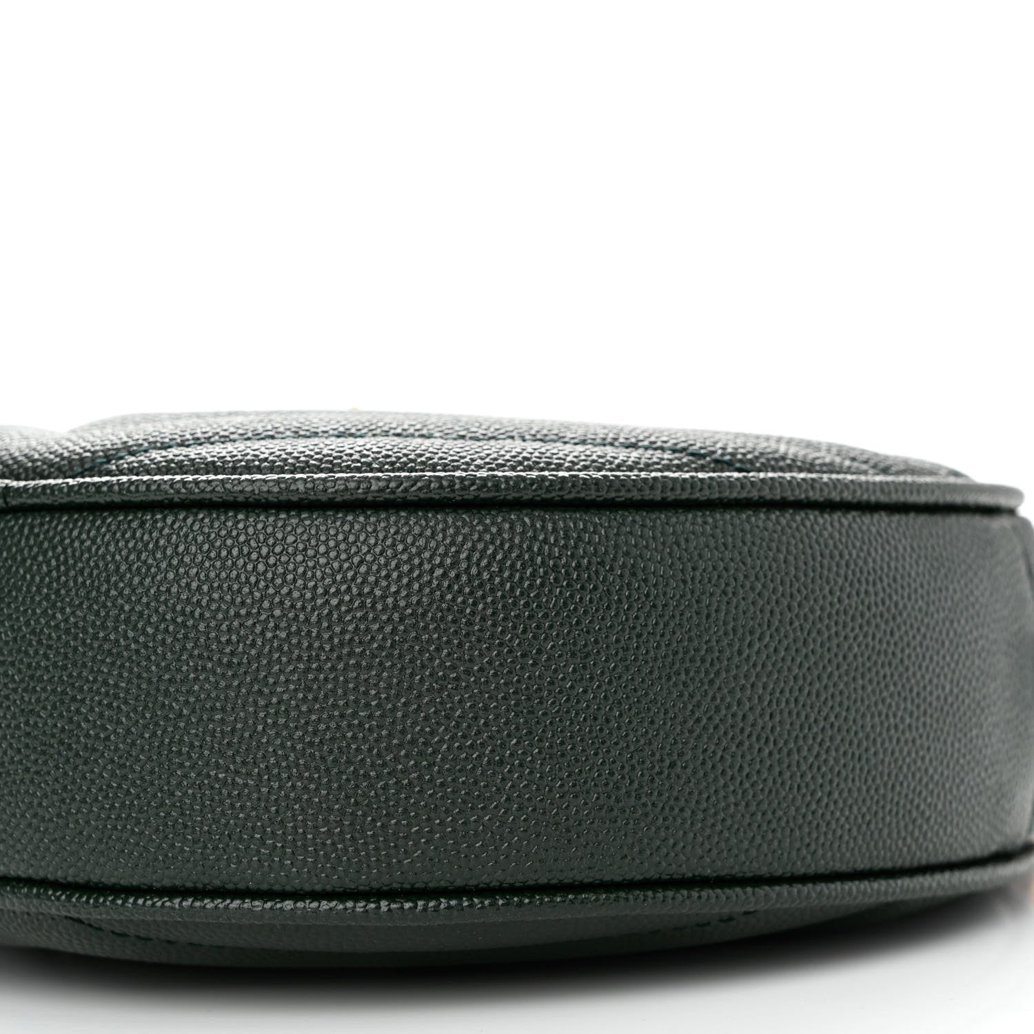 Saint Laurent Grain De Poudre Matelasse Chevron Quilted Round Vinyle Camera Bag New Vert Fonce 10 of 10