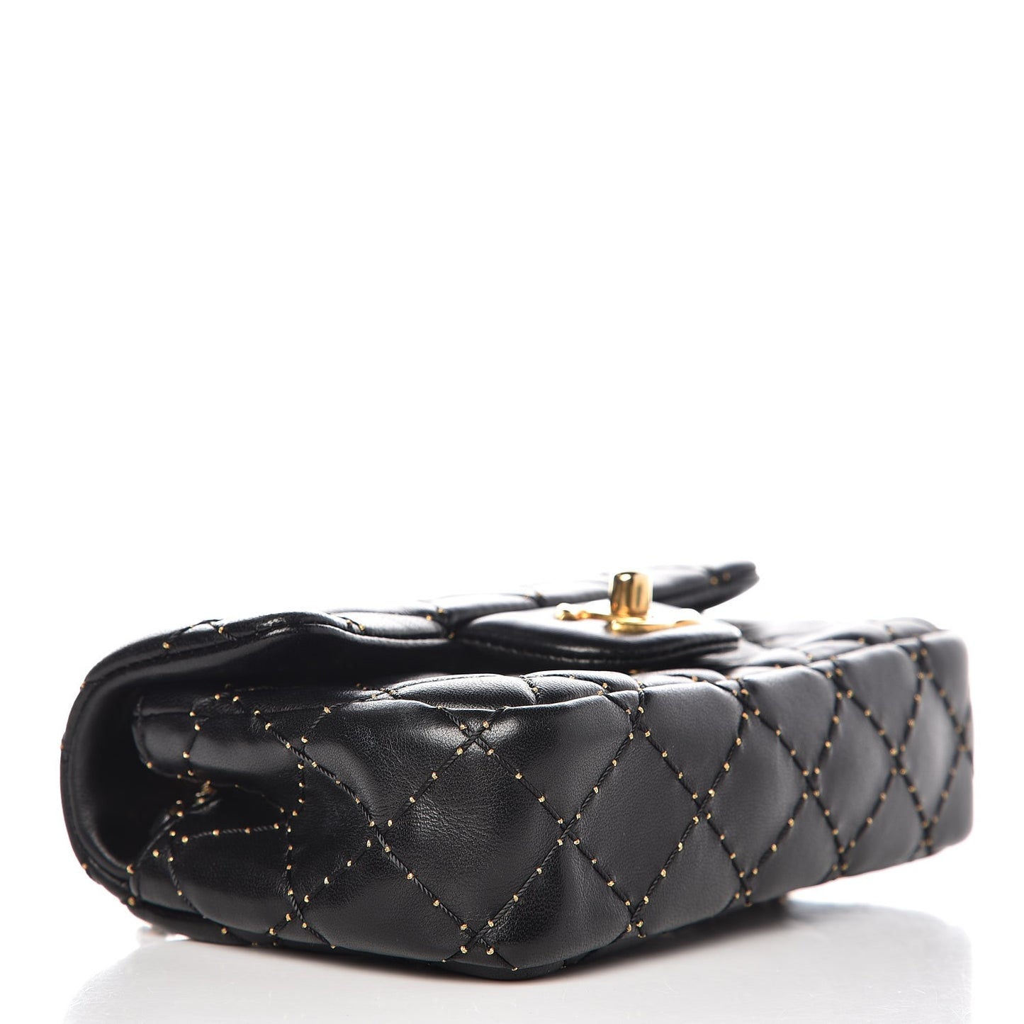 Lambskin Quilted Studded Extra Mini Flap Black