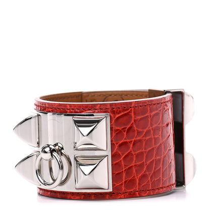 Hermes Shiny Alligator Collier De Chien CDC Bracelet S Sanguine 1 of 6