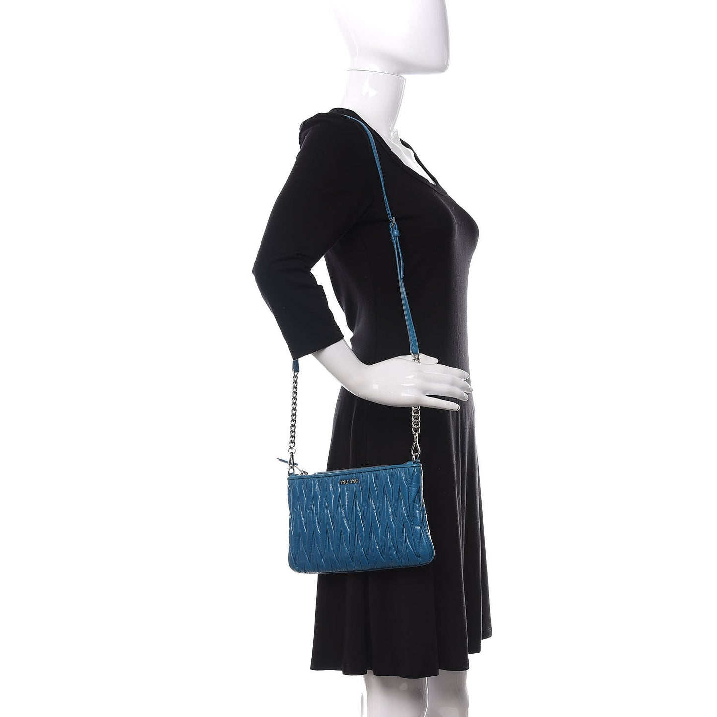 Nappa Matelasse Double Zip Crossbody Turchese
