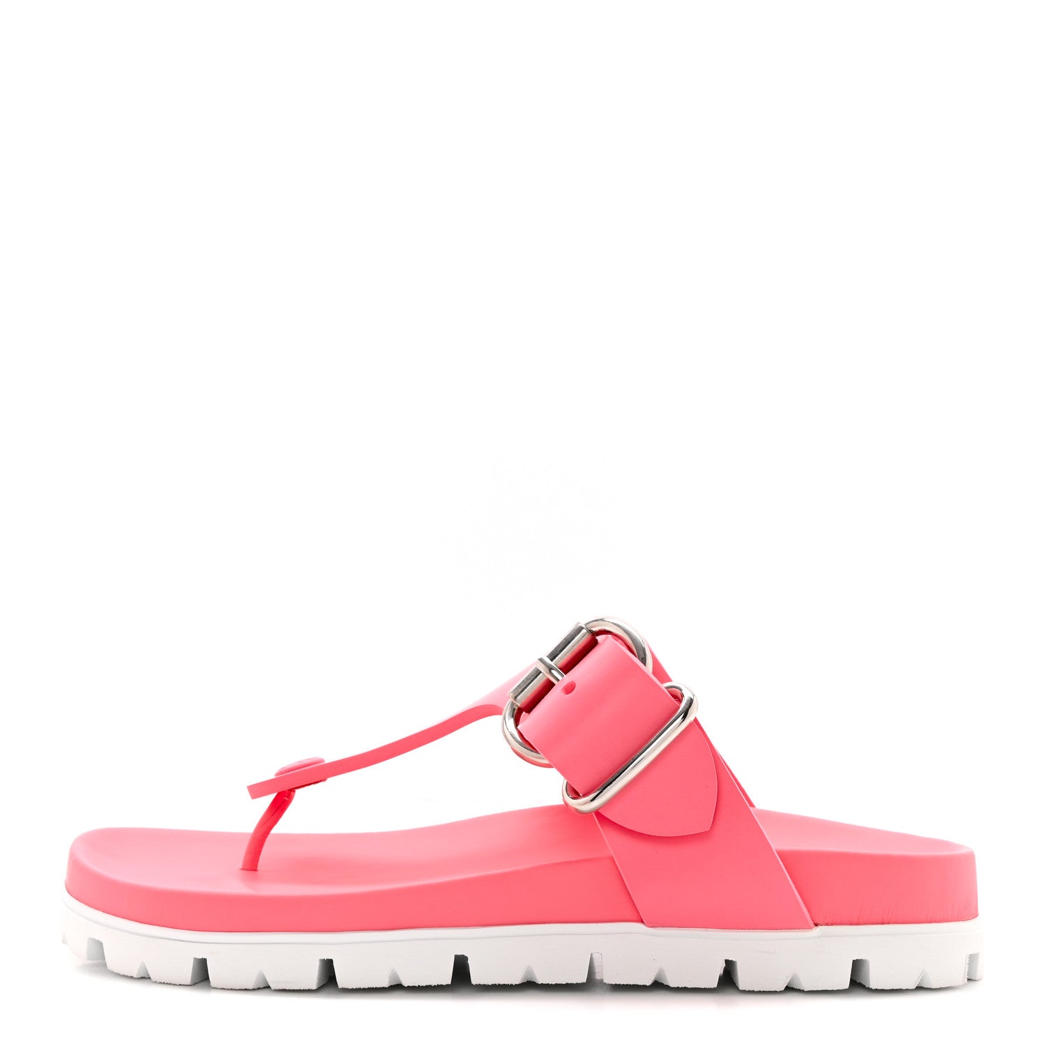 Prada EVA Rubber Buckled Lug Sole 20mm Thong Sandals 38 Begonia 1 of 9
