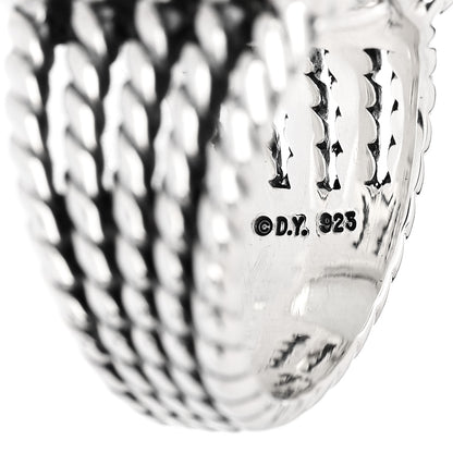 David Yurman Sterling Silver Diamond Prasiolite 20mm Wheaton Ring 53 6.5 5 of 6