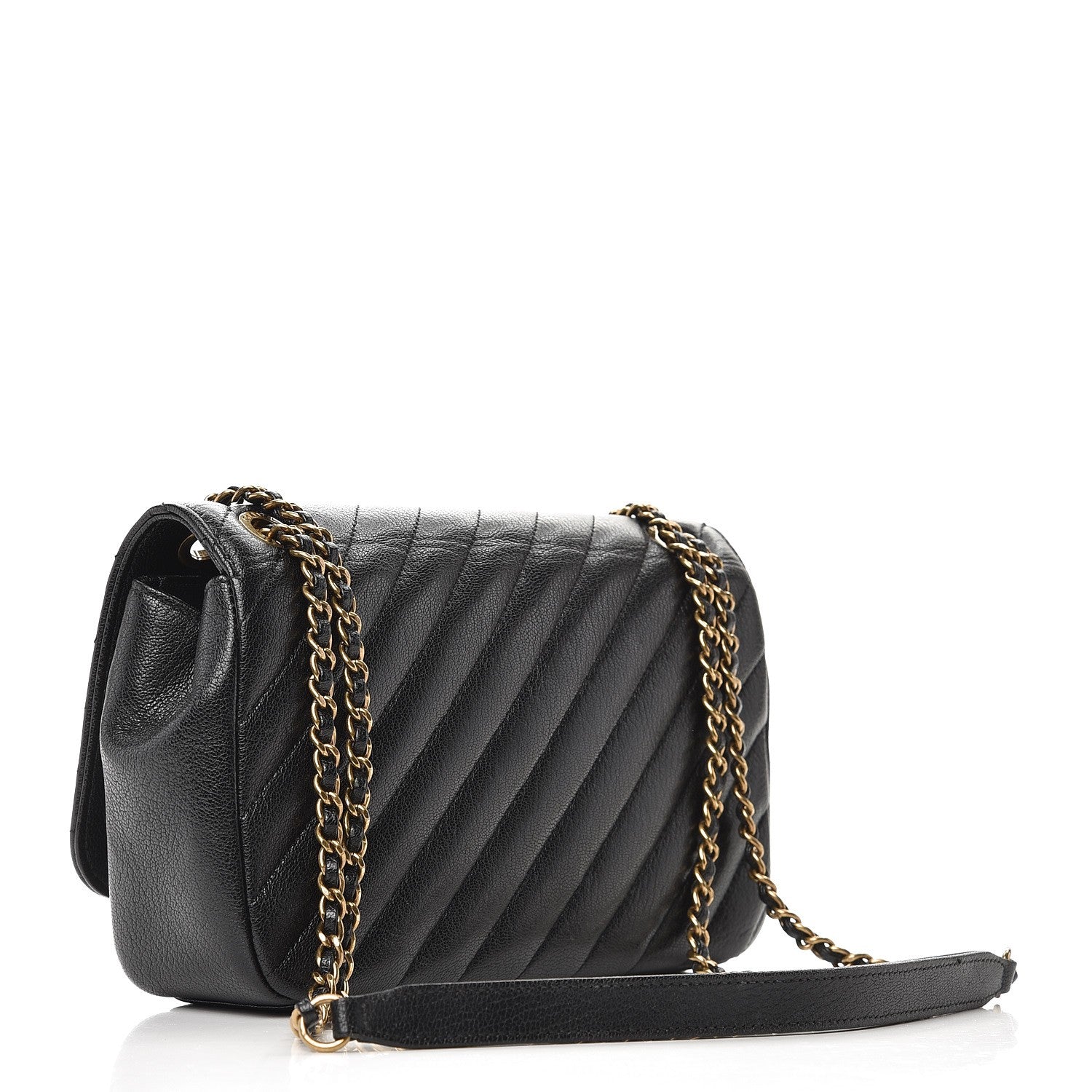 Chanel Shiny Goatskin Diagonal Quilted Small Flap Black 3 of 11