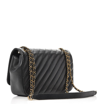 Chanel Shiny Goatskin Diagonal Quilted Small Flap Black 3 of 11