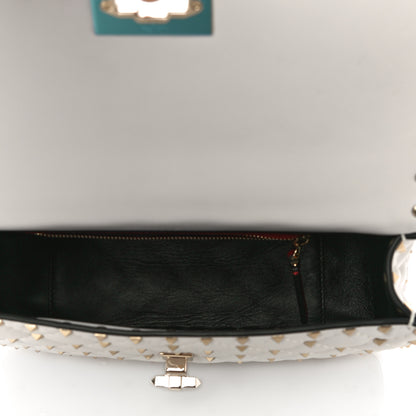 Valentino Garavani Lambskin Medium Rockstud Spike Shoulder Bag White 5 of 9
