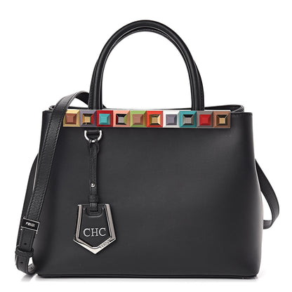 Fendi Vitello Baltico Dolce Studded Petite 2Jours Tote Black Multicolor 1 of 13