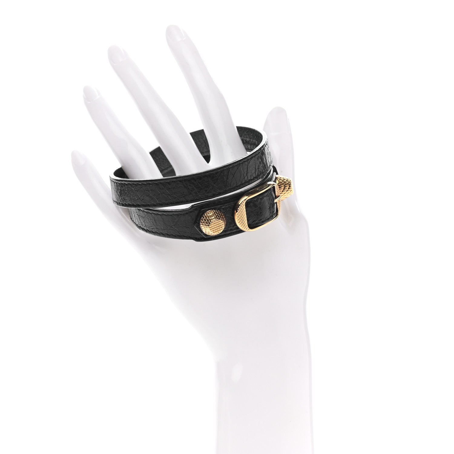 Balenciaga Agneau Giant 12 Gold Hardware Triple Tour Bracelet S Black 2 of 6