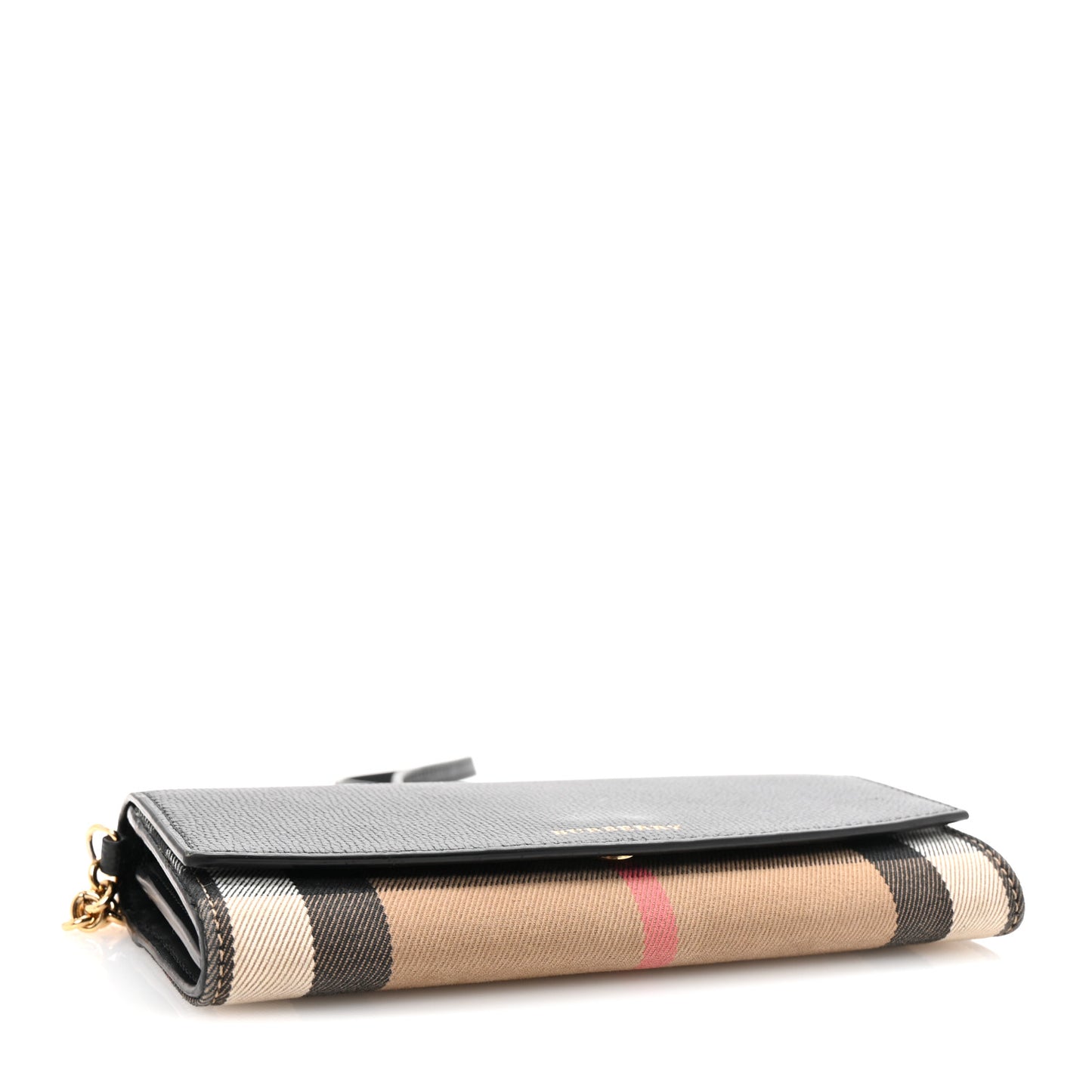 Grainy Calfskin House Check Henley Wallet On Chain Black