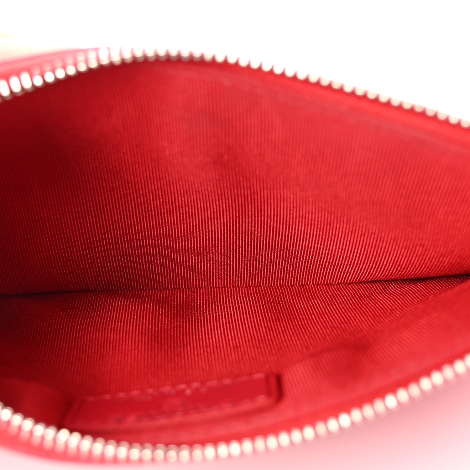 Chanel Caviar Chevron Quilted Zip Pouch Red 5 of 7