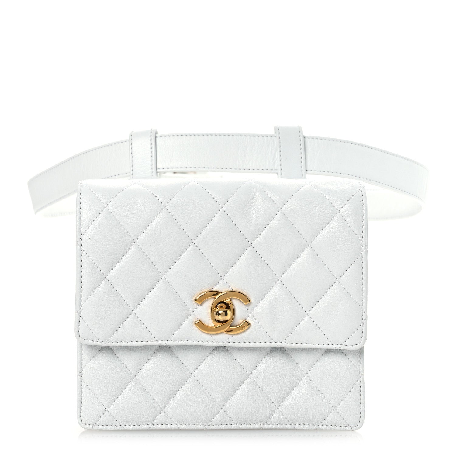 Chanel Lambskin Quilted Flap Waist Belt Bag 75 30 White 1 of 29