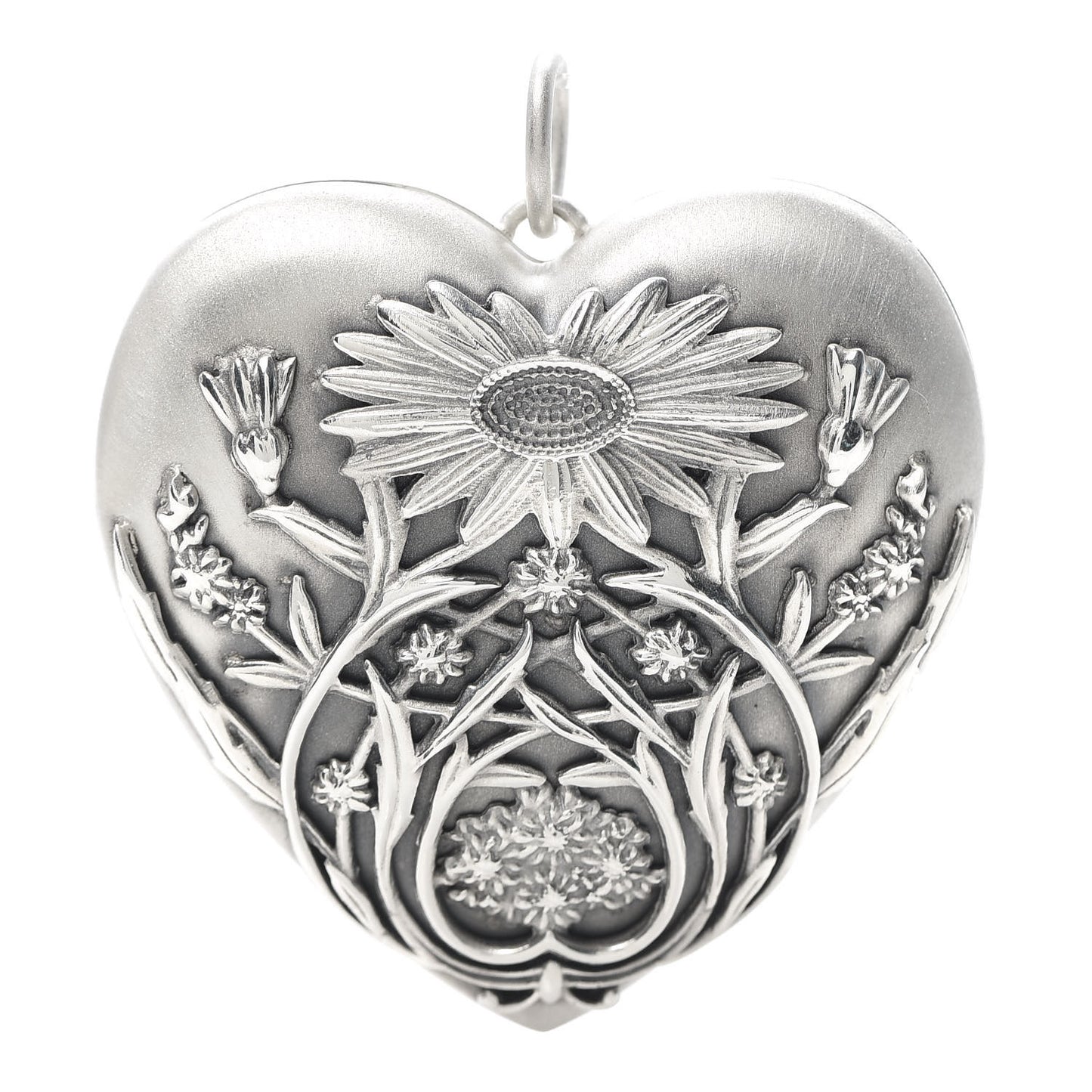 Sterling Silver Large Ziegfeld Daisy Heart Locket Pendant