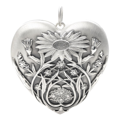 Tiffany Sterling Silver Large Ziegfeld Daisy Heart Locket Pendant 1 of 5