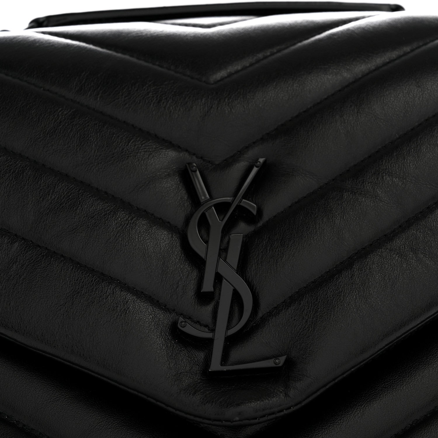 Saint Laurent Calfskin Y Quilted Monogram Monochrome Medium Loulou Chain Satchel Black 12 of 13