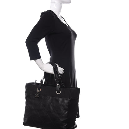 Chanel Coated Canvas Quilted Large Paris Biarritz Tote Black 2 of 10