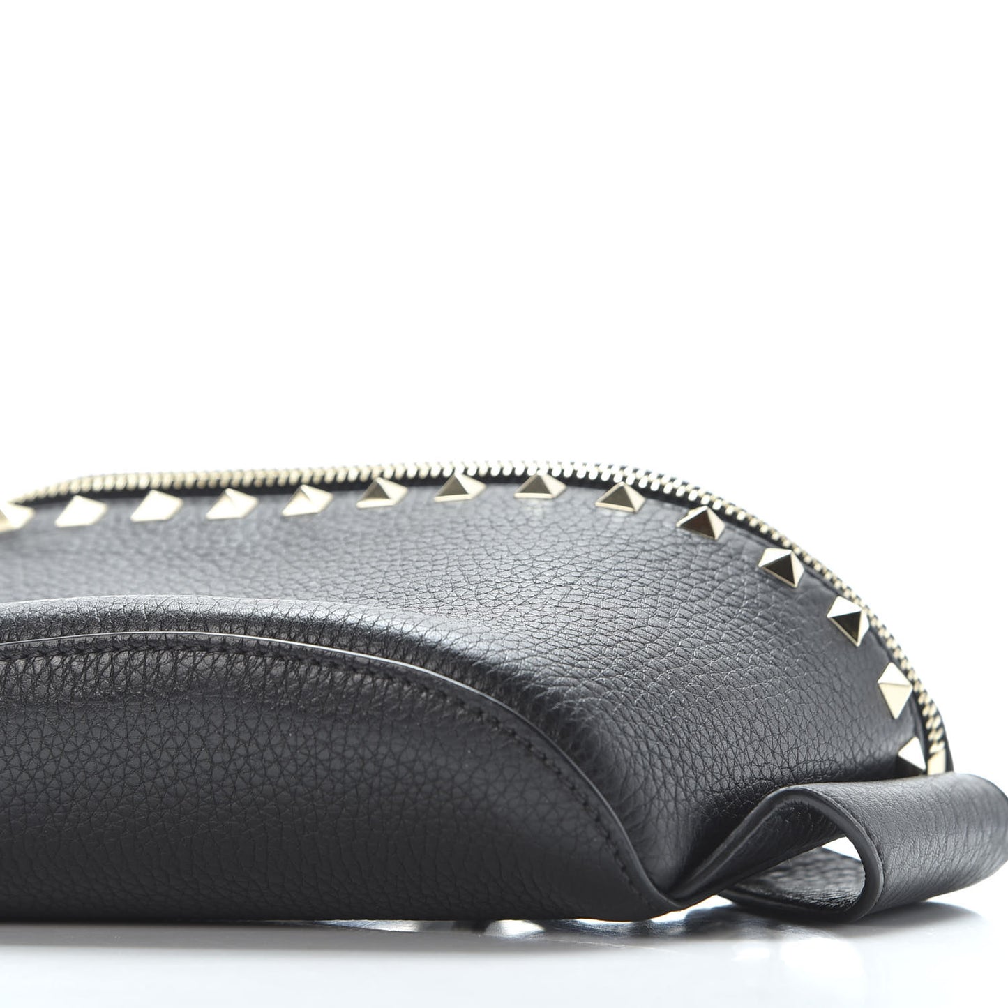 Grainy Calfskin Rockstud Belt Bag Black