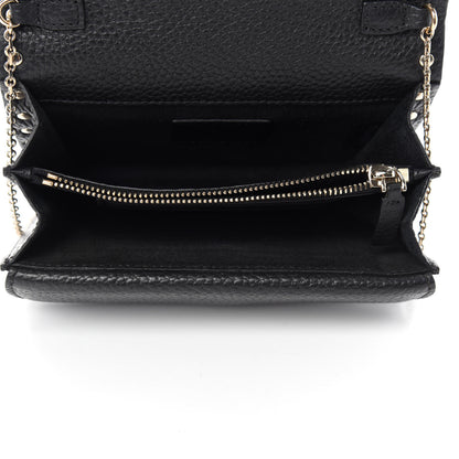 Valentino Garavani Pebbled Calfskin Rockstud Wallet on Chain Black 5 of 11
