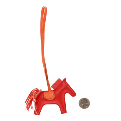 Hermes Milo Lambskin Grigri Rodeo Horse Bag Charm PM Rouge Rose Indien Jaipur Feu 2 of 6