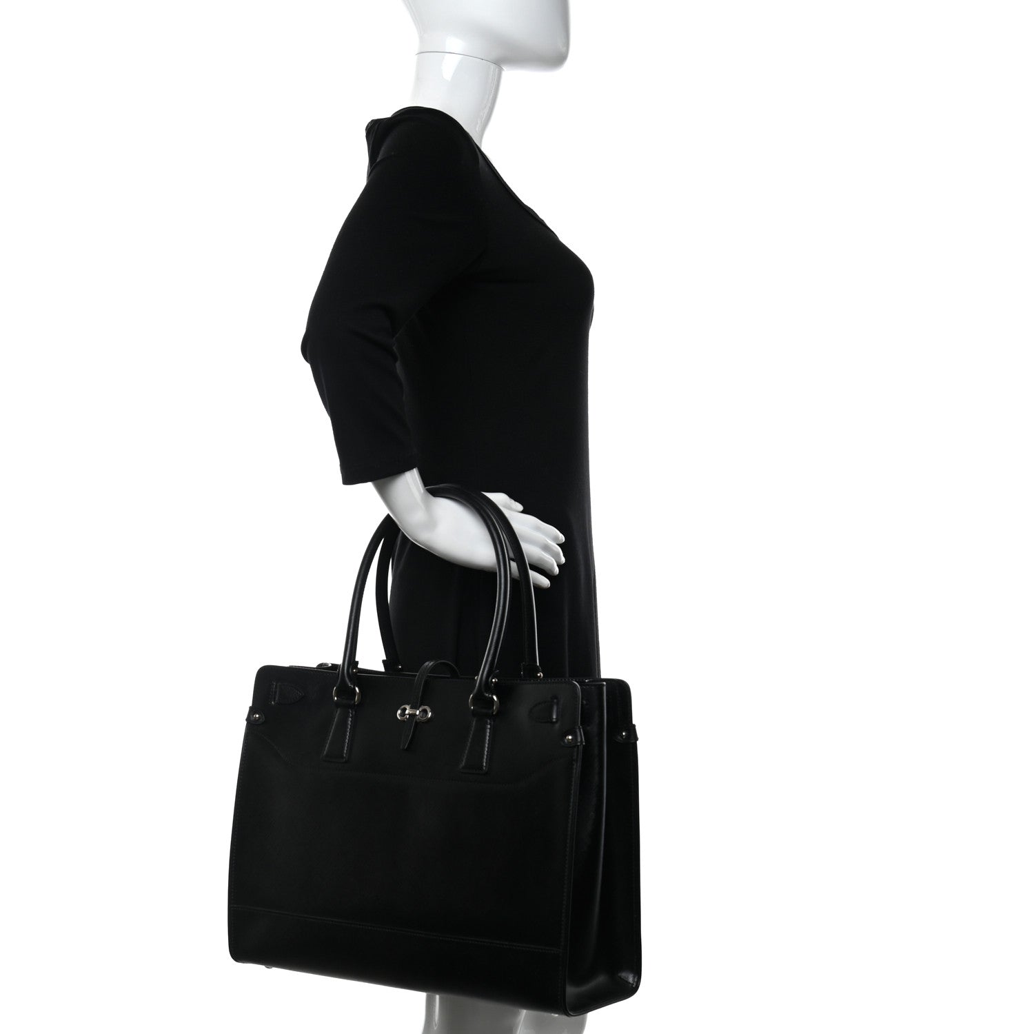 Salvatore Ferragamo Calfskin Briana Tote Navy 2 of 9