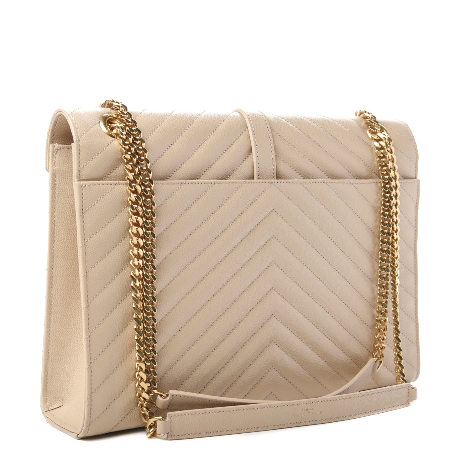 Saint Laurent Grain De Poudre Matelasse Chevron Large Monogram Satchel Nude Powder 3 of 10
