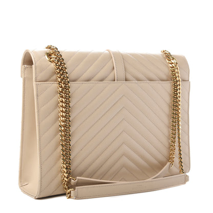 Saint Laurent Grain De Poudre Matelasse Chevron Large Monogram Satchel Nude Powder 3 of 10
