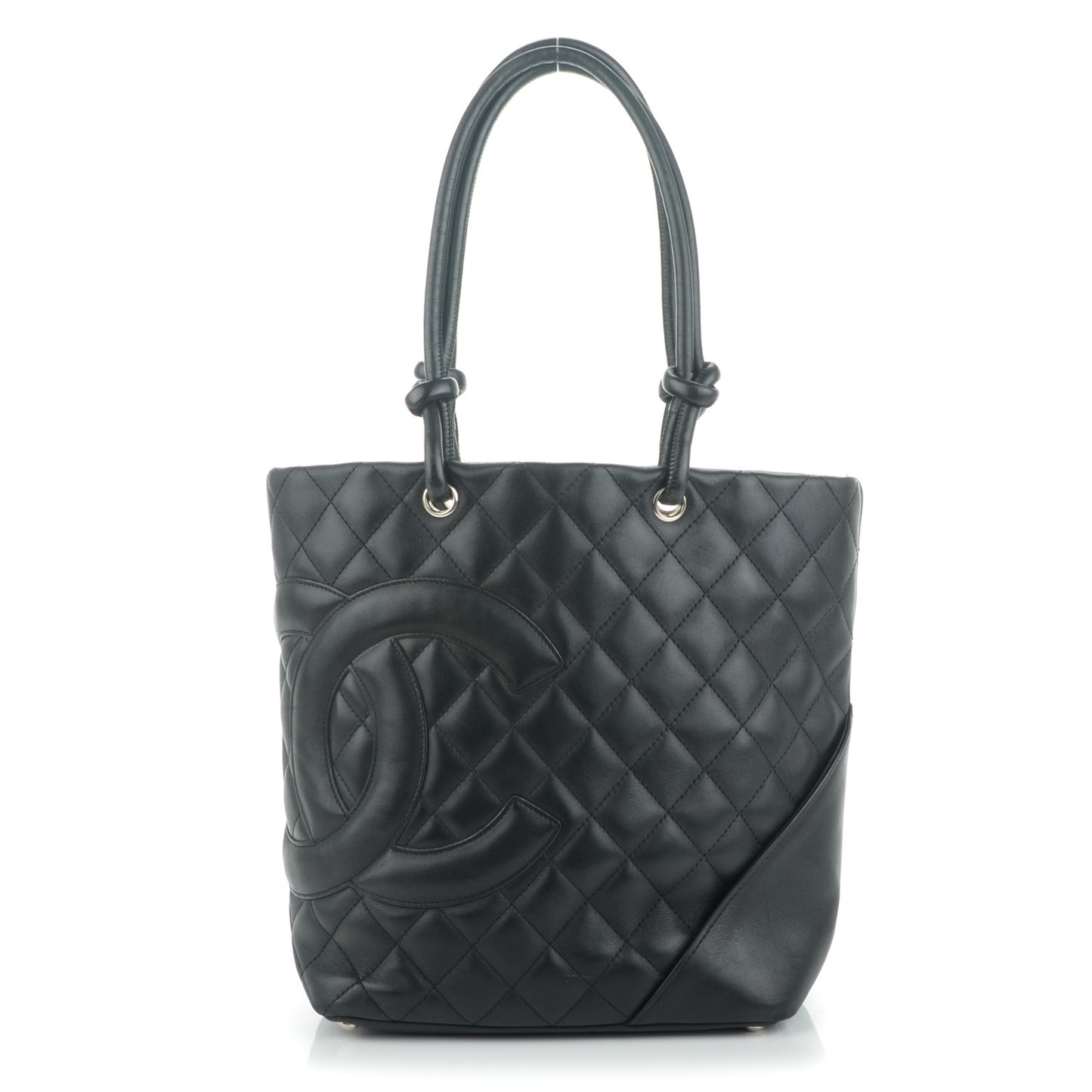 Calfskin Quilted Medium Cambon Tote Black