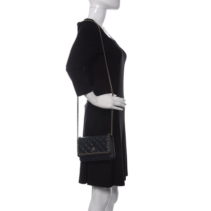 Chanel Lambskin Quilted Chain Around Wallet On Chain WOC Navy Blue 2 of 13