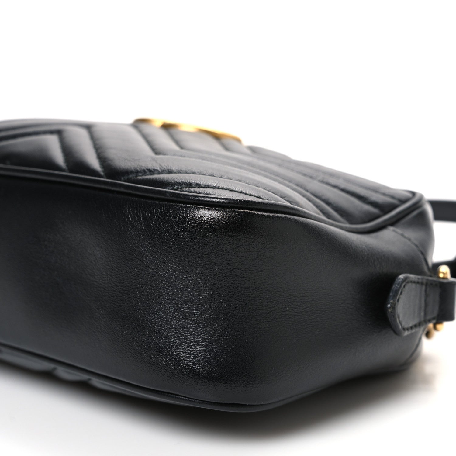 Gucci Calfskin Matelasse Small GG Marmont Chain Shoulder Bag Black 10 of 12