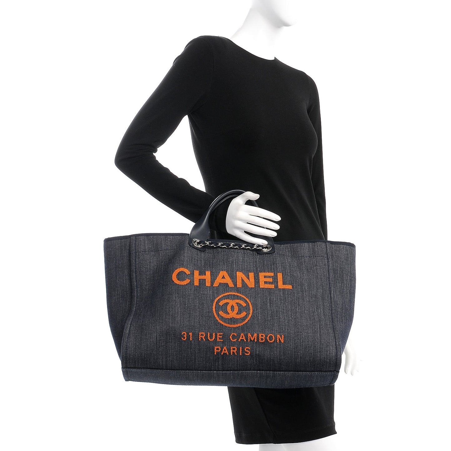 Canvas Large Deauville Tote Blue Orange