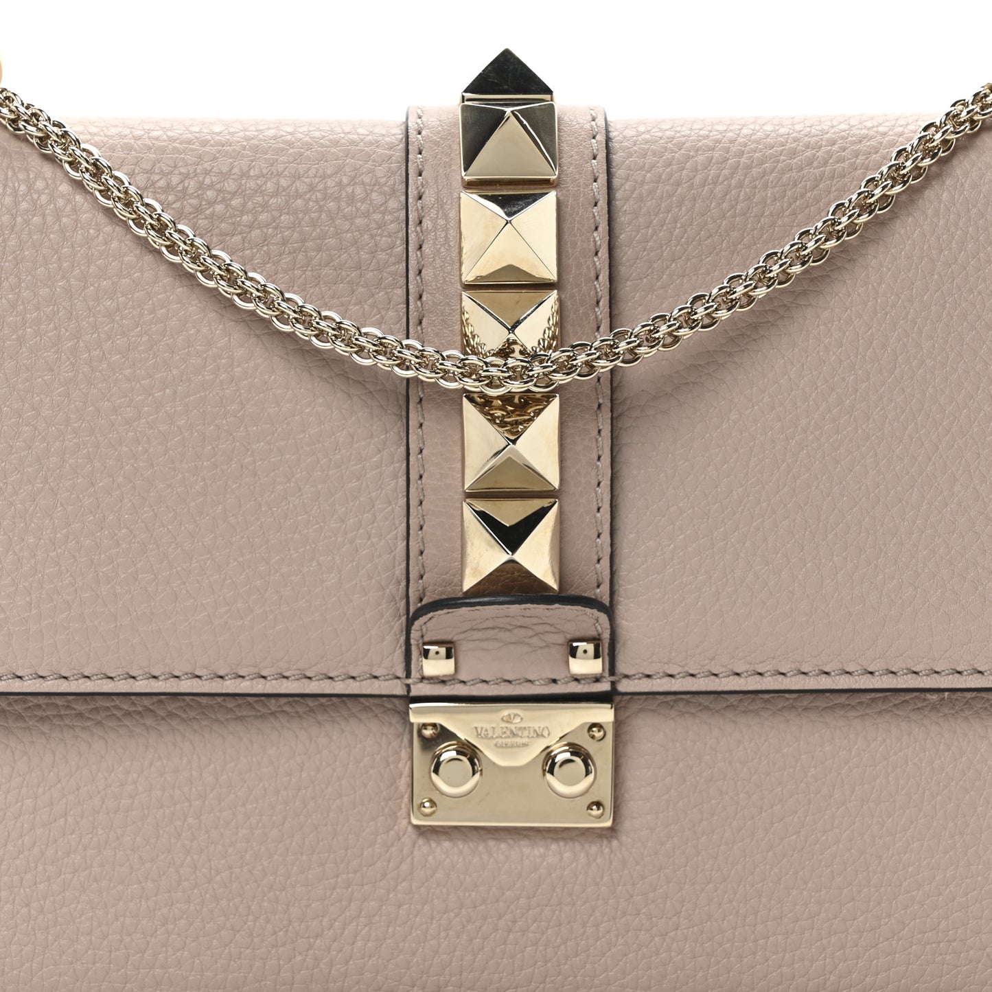 Vitello Medium Glam Lock Rockstud Flap Poudre
