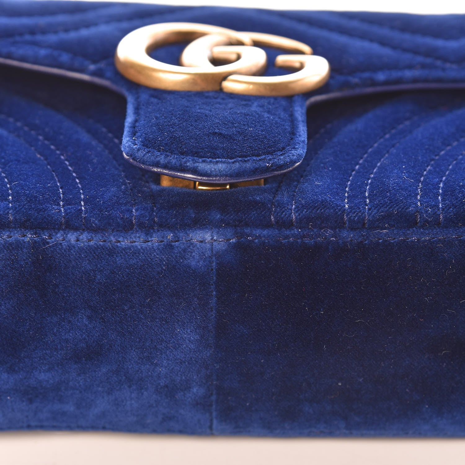 Gucci Velvet Matelasse Mini GG Marmont Shoulder Bag Cobalt Blue 15 of 16