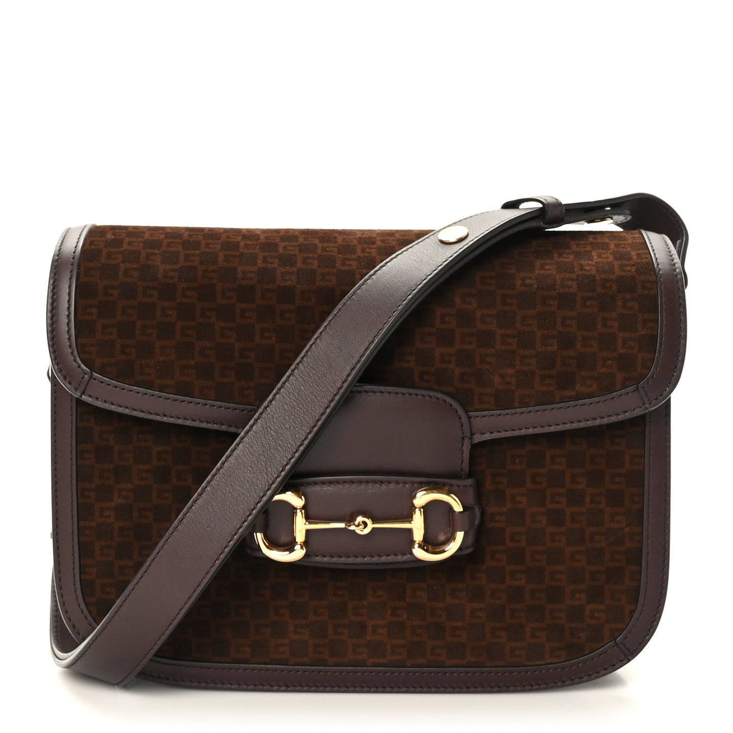 Suede Koi Calfskin Mini G Cube Monogram Horsebit 1955 Shoulder Bag Dark Brown Beige Chocolate