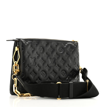 Louis Vuitton Lambskin Embossed Monogram Coussin PM Black 3 of 12