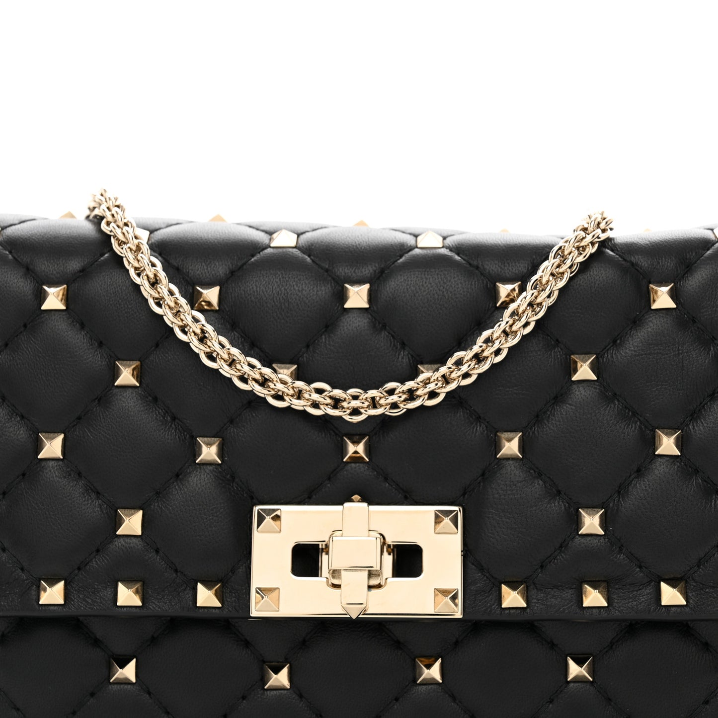 Nappa Rockstud Spike Wallet on Chain Black