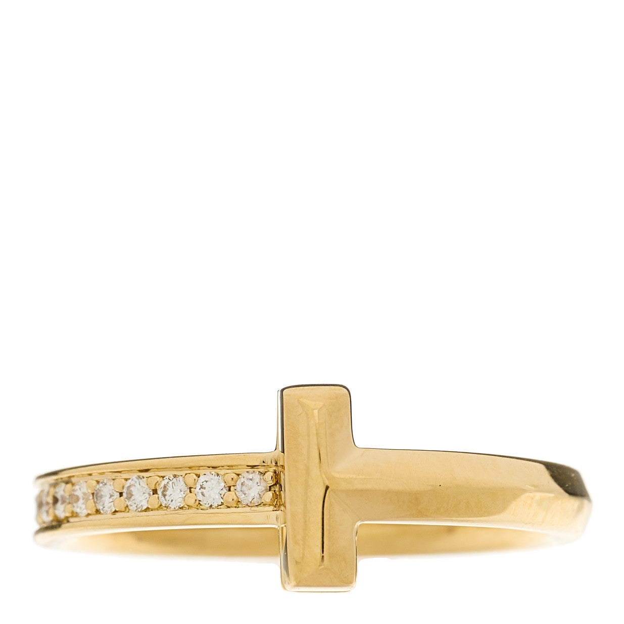 Tiffany 18K Yellow Gold Diamond 2.5mm T T1 Ring 52 6 1 of 4