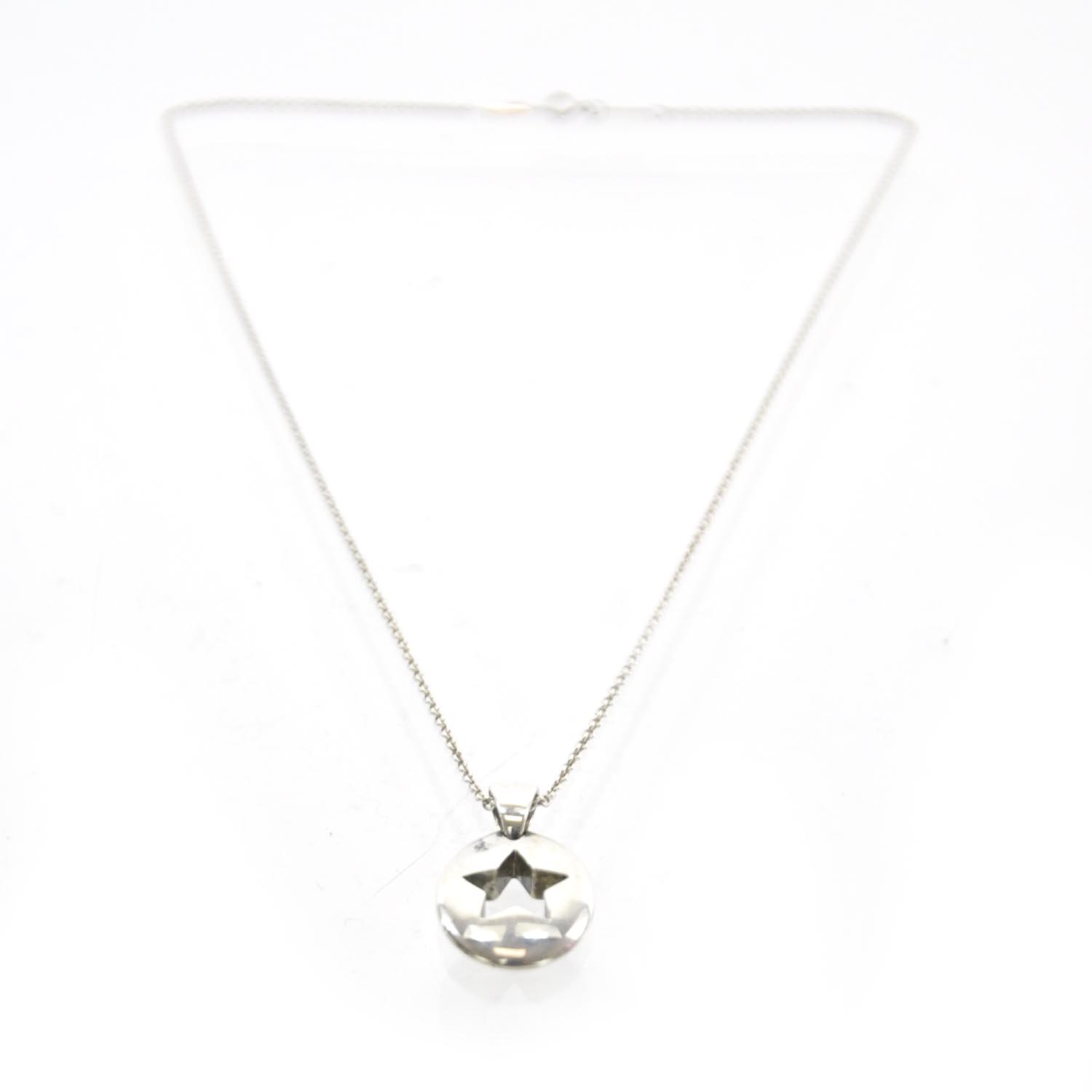 Tiffany Sterling Silver Elsa Peretti Oval Stencil Star Pendant Necklace 2 of 4