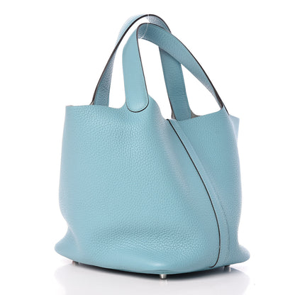 Hermes Taurillon Clemence Picotin Lock 22 MM Bleu Atoll 3 of 9