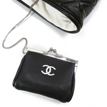 Chanel Lambskin Quilted Resin Pearl Clasp Clutch Black and White 9 of 11