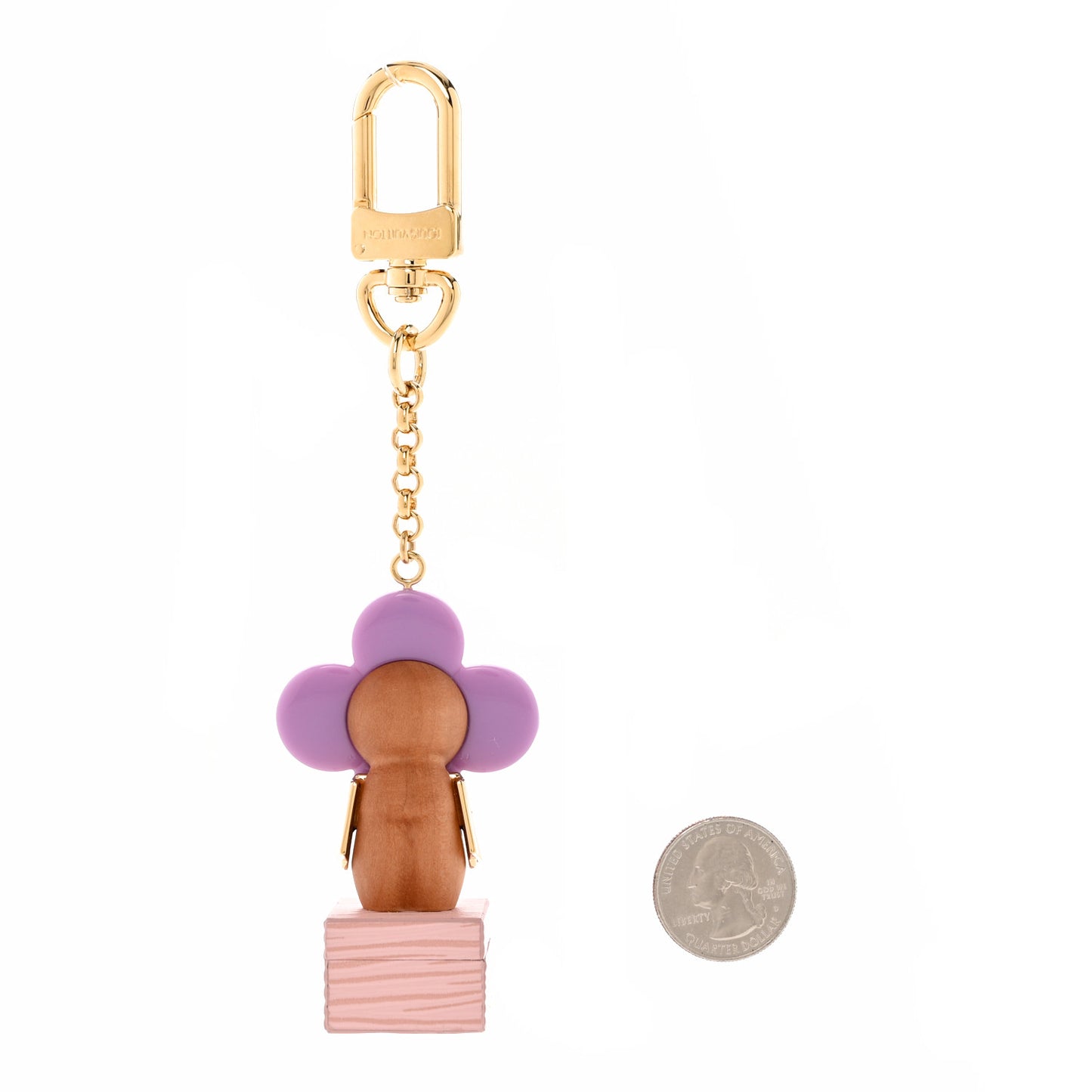 Resin Wood Vivienne Trunk Bag Charm Key Holder Pink