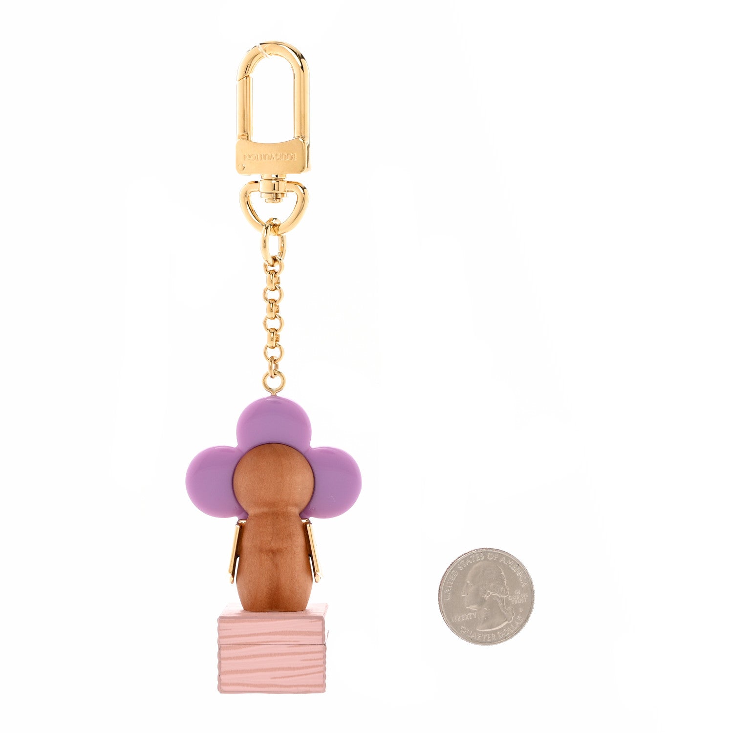 Louis Vuitton Resin Wood Vivienne Trunk Bag Charm Key Holder Pink 2 of 4