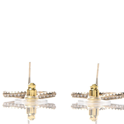 Chanel Crystal Timeless CC Earrings Light Gold 3 of 4