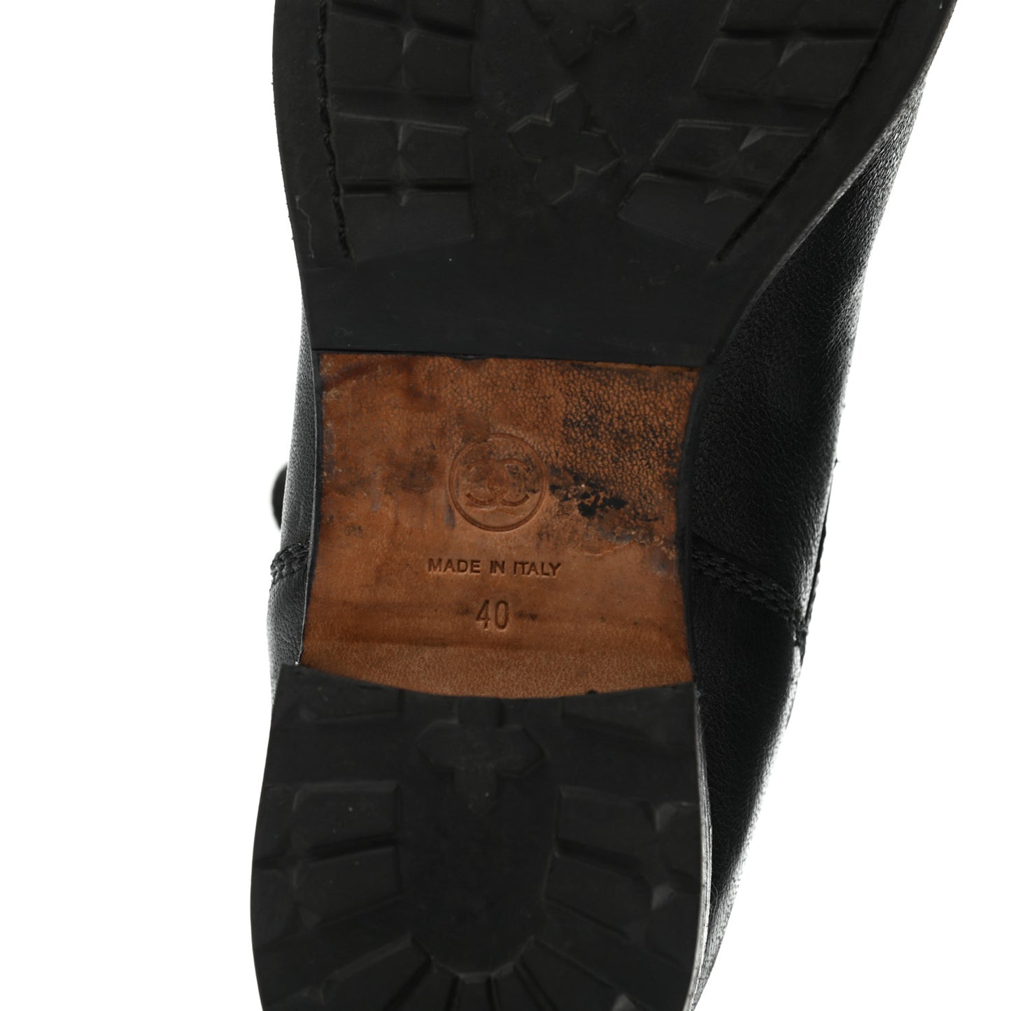 Calfskin Quilted Lace Up Combat Boots 40 Black