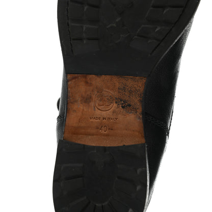 Chanel Calfskin Quilted Lace Up Combat Boots 40 Black 9 of 15